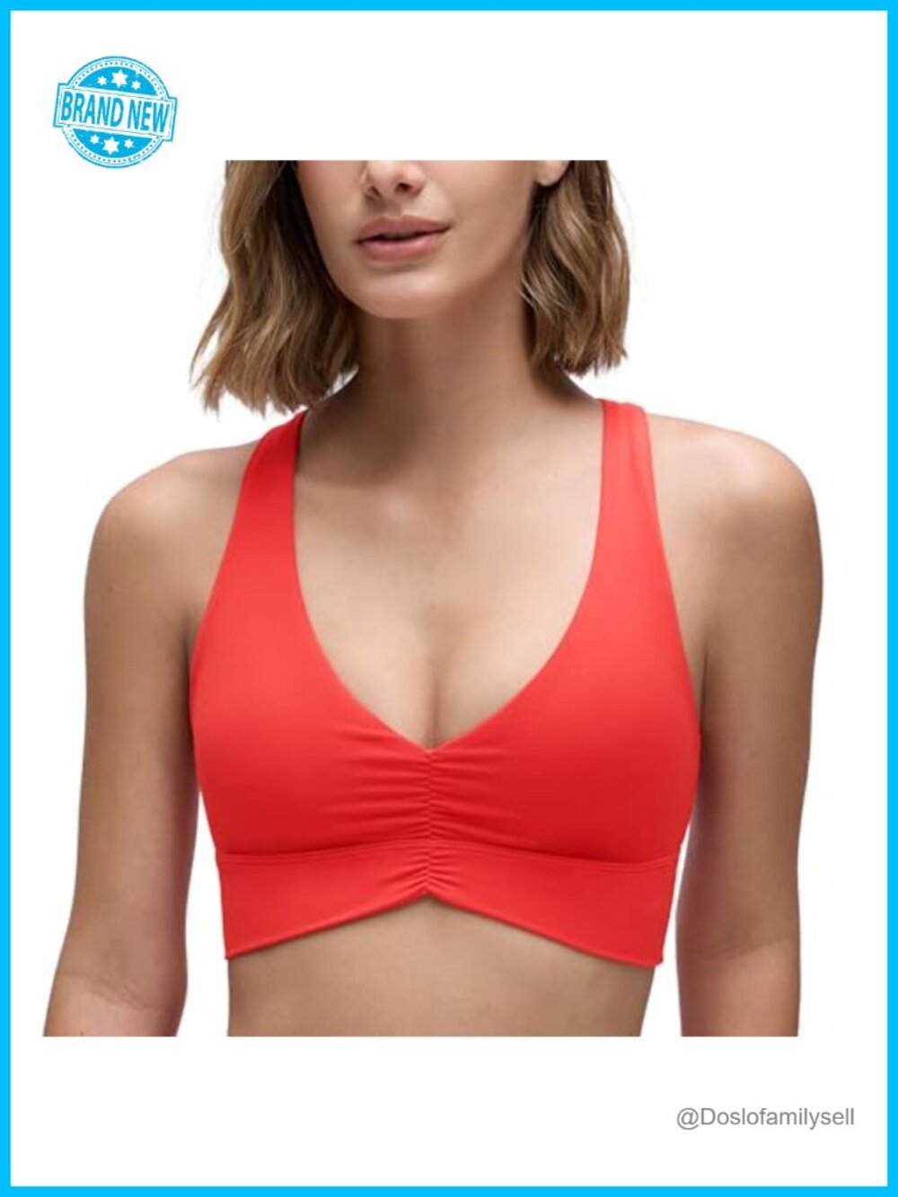 Butterluxe Ruched V-Neck Sports Bra, Light Support Yoga Bra, Removable Pads,